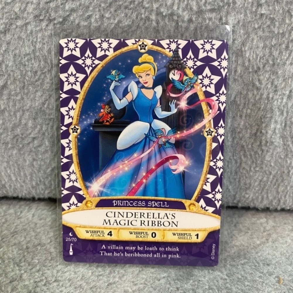 Disney Sorcerers Magic Kingdom Card Cinderella Magic Ribbon 25/70 Purple EUC